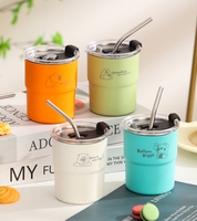 Flacon à vide de gobelet à café à double paroi en acier inoxydable de style classique avec poignée et couvercle pour tasse de bureau et cadeaux d'affaires