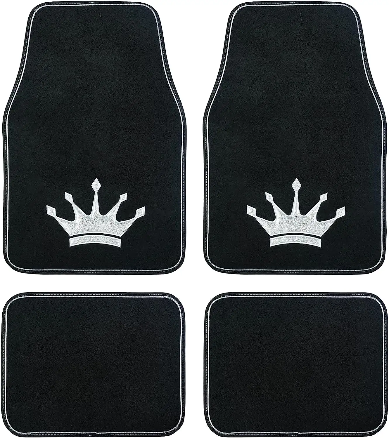 Crown 4 pezzi tappetini per auto con cuscinetto per tallone in PVC antiscivolo Automotive universale per SUV, berlina, auto, furgoni