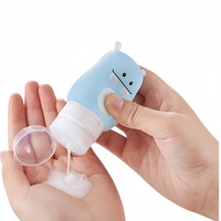 Nouvelles mini-bouteilles de voyage en silicone rechargeables de 50 ml et 60 ml, en forme d'animaux, avec bouchon à vis, mignonnes et portables, pour enfants