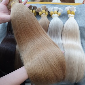 ผมแท้แบบตรง สีบลอนด์ฟอกขาว แบบเส้นเดียว ต่อผมแบบเรมี่ ผมอินเดีย ปลายผมเต็มเส้น - Product Image 2