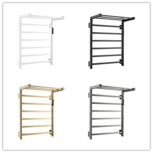 Aquecedor de Toalhas Elétrico Horizontal Moderno em Metal Dourado Escovado com Prateleira - Product Image 5