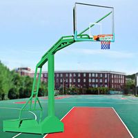 Support de basketball portable Zhuoling pour intérieur/extérieur, panneau en verre trempé, système de panier réglable en hauteur, cadre en fer, respectueux de l'environnement