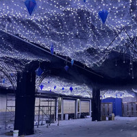 Demir Örgü Asılı Avize Işık Yıldız Işıkları Tavan Led Net Peri Dizisi Dekoratif Aydınlatma Düğün Partisi Arka Planı 1m X 5m