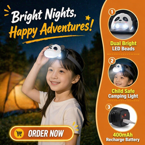 Lampe <span class=keywords><strong>frontale</strong></span> rechargeable en silicone Panda pour enfants - Portable, indice IP33, LED réglable, lumière d'urgence pour le camping, mini lampe de Noël - Product Image 2