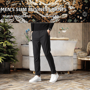 Pantalon décontracté pour homme, taille plus, coupe slim, taille élastique, polyester - Product Image 2