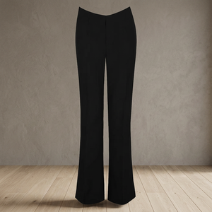 Pantalon large élégant taille mi-haute couleur unie longueur complète pour femme coupe droite style tissé teint uni - Product Image 2