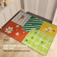 Tapis de sol carré en soie colorée à motifs, antidérapant et résistant à la saleté, pour entrée de maison et couloir, vente en gros