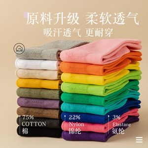 Women's Athletic <b>Socks</b> Solid Color Cotton High Elastic Cuff <b>Running</b> Casual Sport Wear 18 Colors Available - Product Image 2