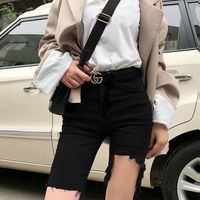 Nouveau design, style urbain, short en jean boyfriend pour femme, broderie personnalisée, couleur unie, taille mi-haute, grande taille