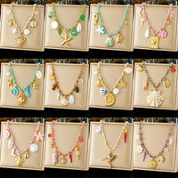 Serie Elemento Océano Collar Bambú Acero - Colgantes Estrella/Tortuga/Caracola, Unisex