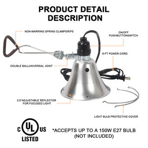 Lámpara para reptiles, lámpara de calor infrarroja para reptiles de cúpula profunda de 7 pulgadas para Tortuga, dragón barbudo, lagartos, serpiente - Product Image 5