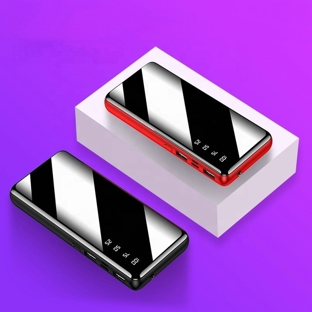 7500mah Stylish Slim Led Display Powerbank Portable Mirror Surface Power Bank With Flashlight Function