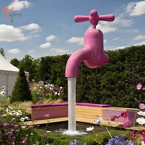 Scultura in acciaio inossidabile lucidata a mano personalizzata unica rubinetto magico fontana decorazione quadrata parco casa bizzarro ornamento da giardino - Product Image 1