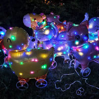 Balon Foil Hewan Berjalan LED Menyala Grosir Dengan Roda & Tali Unicorn Gajah untuk Anak-Anak Mainan Kios Jalanan Hiburan Luar Ruangan