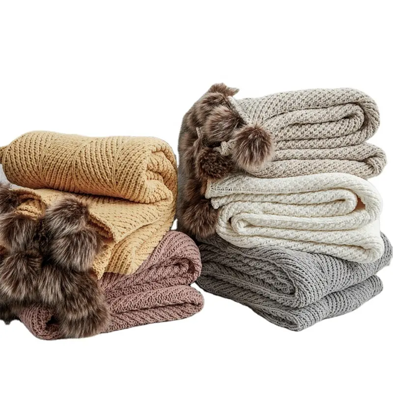 OEKO-TEX vendita calda di lusso adulti per bambini caldo morbido e comodo divano letto da viaggio 100% in maglia di poliestere coperta con nappe MFE