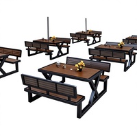 Ensemble table et chaises d'extérieur en métal, style moderne et minimaliste, pour cafés, salons de thé, terrasses, durable, protection solaire, design imperméable