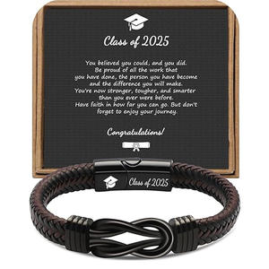 Bracelet en cuir à boucle magnétique, tissé à la main, saison rentrée des classes, motif huit, pierre naturelle pour homme - Product Image 6