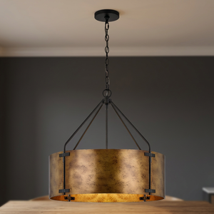 Lámpara Colgante Industrial Vintage de Metal con Forma de Tambor, Hierro Negro, E26 LED 2700K Blanco Cálido, Pantalla Cilíndrica Grande para Sala de Estar - Product Image 2