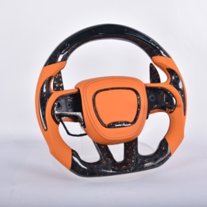 Volante Deportivo de Cuero Negro y Fibra de Carbono para Dodge Challenger Charger SRT <span class=keywords><strong>Durango</strong></span> 2015+, Accesorio Interior Personalizado - Product Image 1