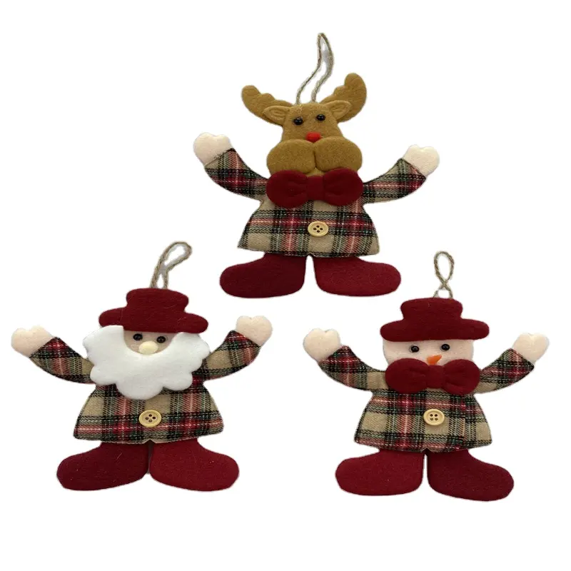 Mix Christmas Tree Decorations Ornaments Set Hanging Plush Snowman Santa Claus Polar Bear Elk Pendant Decoration Kids Gifts