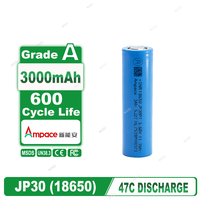 Baterai Silinder High Drain Ampace 3.7V 3000mAh NMC 18650 untuk Rokok Elektrik