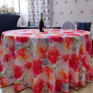 New Fashion <strong>Yellow</strong> 120 Round Digital Print 100% Polyester Resistant <strong>Table</strong> <strong>Cloth</strong> for Hotel Home - Product Image 6