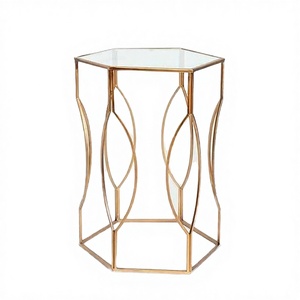 Mesa de Centro Hexagonal Moderna y Minimalista con Estante de Almacenamiento y Estructura Metálica, Superficie de Pizarra Antigua para Sala de Estar y Dormitorio - Product Image 2