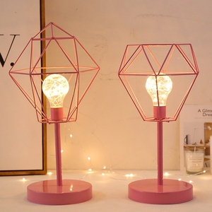 Led geometría clásico moderno marco de hierro forjado lámpara de mesa de 4 tipos de modelos de batería decoración mesa Luz - Product Image 6