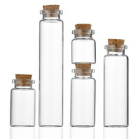 Botol Kaca Mini Transparan untuk Ucapan Harapan, Botol Kaca Dekoratif 10ml 5ml 20ml 30ml dengan Tutup Gabus