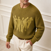Maßgeschneiderte Winter-Strickwaren Hersteller Y2k Mode Baumwolle Knitterfreier Vollarm Jacquard-Druck Pullover Sweater für Herren