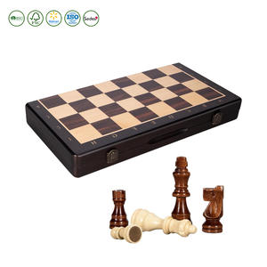高级磁性象棋套装二合一木制象棋跳棋套装，带2个额外的皇后 - Product Image 1