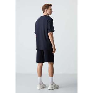 Ensemble de shorts oversize pour homme en coton bleu marine, 100% coton, coupe basique 85259 - Product Image 1