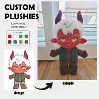 Fabricant de jouets en peluche personnalisés, faible MOQ, mascotte de personnage démon cornu en peluche, hibou, chat, raton laveur, poupée de 10 cm en tissu de coton