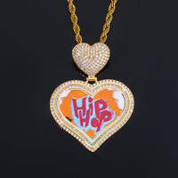 Pendentifs personnalisés gravés en forme de cœur avec photo, VINOSEN, plaqué or véritable 18 carats, argent pur 925, micro-pavés de moissanite