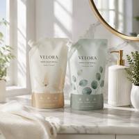 Pochette souple personnalisée avec bec verseur pour savon liquide, rechargeable, avec poignée, pour détergent lessive 300ml 500ml 1L