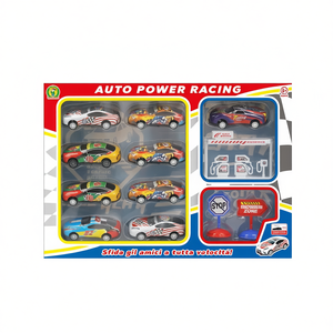 Juego de 8 coches de juguete Auto Power Racing con señales de tráfico y gasolinera para niños de 3 años en adelante - Product Image 3