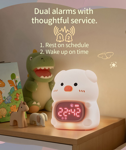 Reloj Despertador Digital con Funcionamiento a <span class=keywords><strong>Batería</strong></span> para Decoración del Hogar, Lámpara Nocturna de Silicona con Forma de Cerdo, Reloj de Mesa LED con Cambio de Color - Product Image 3