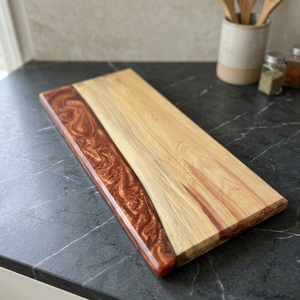 Planche à découper artisanale en bois et résine époxy, épaisse, type bloc de boucher, sûre pour les aliments, essentielle pour la cuisine rustique, ensemble en acacia - Product Image 1