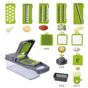 热卖厨房小配件西瓜切片机不锈钢多功能厨房工具N合1水果切碎机蔬菜切割机