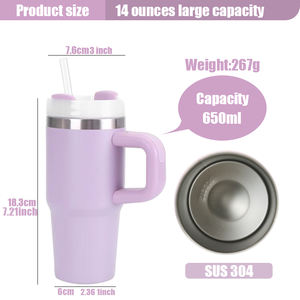 Venta caliente 14 oz vaso de acero inoxidable práctica <span class=keywords><strong>taza</strong></span> de café de doble pared con tapa de empuñadura de diseño deportivo para sublimación - Product Image 3