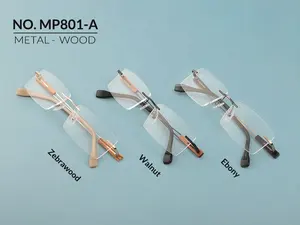 2024 Multilayer Carbon Fiber Metal Handmade Wood Eyewear Eyeglasses Rimless Frame Wood Sunglasses