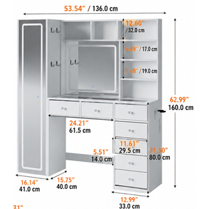 Wholesale &amp; Customization LED Lighted Vanity Desk <strong>with</strong> Full Length <strong>Mirror</strong> <strong>Makeup</strong> Dresser <strong>Table</strong> Dressing <strong>Table</strong> for Bedroom - Product Image 3