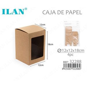 Scatola in carta kraft ILAN 12x12x18cm con finestra per imballaggio - Product Image 3