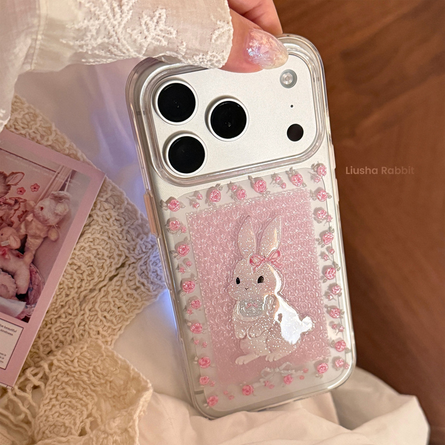 Cute Rabbit TPU Shockproof Matte Phone Case for 17 Pro Max 12 Pro Max 13 14 15 16 Plus & 7 Plus