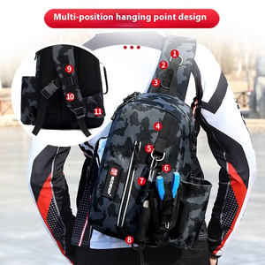 Large Capacity Multifunctional Nylon Shoulder <b>Bag</b> Waterproof Thickened <b>Fishing</b> Equipment Storage Outdoor Fly <b>Fishing</b> Chest Pack - Product Image 3