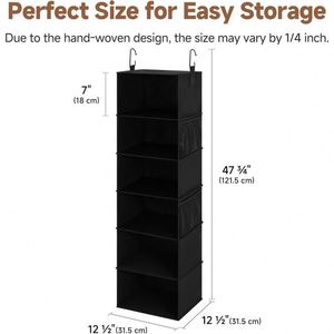 6-Tier Non-Woven Hanging Closet Organizer with Mesh Pockets Foldable Storage Organizer <b>Shelf</b> with 2 Sturdy <b>Hooks</b> - Product Image 6