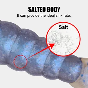 Spinpoler Diver Grub salado TPR flotante suave señuelo de pesca cola doble 10X plástico gusano cebo Artificial Wobbler aparejos de pesca - Product Image 4