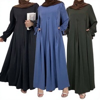 Yeni Gelen Premium Tesettür Kapalı Abaya Müslüman Kadınlar İçin Cepli Şık Uçuşan Yerlere Kadar Uzun Etekli - Yazlık İlkbaharlık Hafif Polyester
