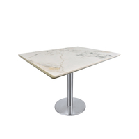 Bar restaurant extérieur moderne commercial table à manger en marbre blanc brillant en pierre frittée ensemble de tables haut de gamme