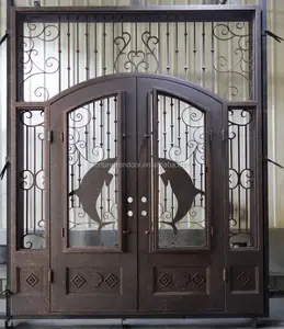 BEWIN: 定制豪华外部锻铁门格栅门设计家用锻铁入口安全钢门